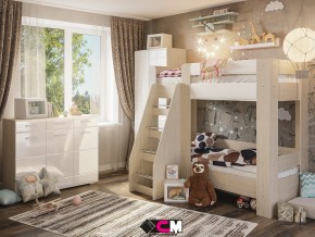 Детская Симба с двухъярусной кроватью белый глянец в Лянторе - lyantor.magazinmebel.ru | фото - изображение 1