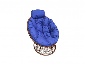 Кресло Папасан мини с ротангом синяя подушка в Лянторе - lyantor.magazinmebel.ru | фото
