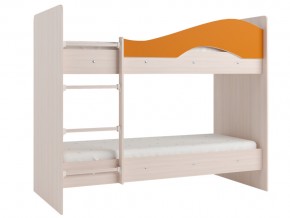 Кровать 2-х ярусная Мая на латофлексах млечный дуб, оранжевая в Лянторе - lyantor.magazinmebel.ru | фото