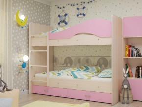 Кровать 2-х ярусная Мая с ящиками на латофлексах розовая в Лянторе - lyantor.magazinmebel.ru | фото