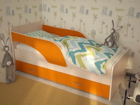 Кровать детская Максимка млечный дуб-оранж в Лянторе - lyantor.magazinmebel.ru | фото