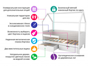 Кровать-домик мягкий Svogen с ящиками и бортиком дерево-графит в Лянторе - lyantor.magazinmebel.ru | фото - изображение 2