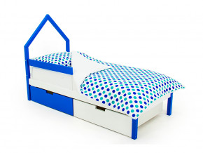 Кровать-домик мини Svogen с ящиками и бортиком сине-белый в Лянторе - lyantor.magazinmebel.ru | фото - изображение 1