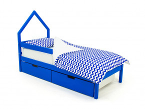 Кровать-домик мини Svogen с ящиками и бортиком синий в Лянторе - lyantor.magazinmebel.ru | фото