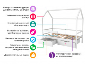 Кровать-домик Svogen с фото с ящиками и бортиком белый/динозаврики в Лянторе - lyantor.magazinmebel.ru | фото - изображение 2