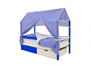Кровать-домик Svogen с ящиками и бортиком сине-белый в Лянторе - lyantor.magazinmebel.ru | фото - изображение 4