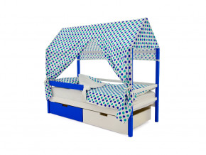 Кровать-домик Svogen с ящиками и бортиком сине-белый в Лянторе - lyantor.magazinmebel.ru | фото - изображение 5