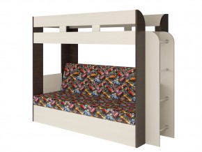 Кровать двухъярусная Карамель 75 венге ткань машинки в Лянторе - lyantor.magazinmebel.ru | фото