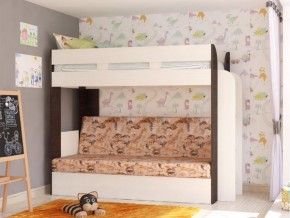 Кровать двухъярусная Карамель 75 венге ткань савана в Лянторе - lyantor.magazinmebel.ru | фото