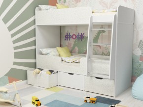 Кровать двухъярусная Малыш двойняшка белый феритейл в Лянторе - lyantor.magazinmebel.ru | фото