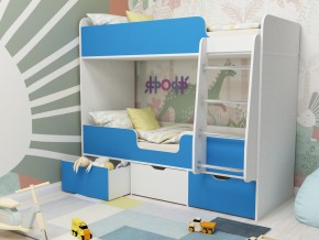 Кровать двухъярусная Малыш двойняшка белый-голубой в Лянторе - lyantor.magazinmebel.ru | фото - изображение 1