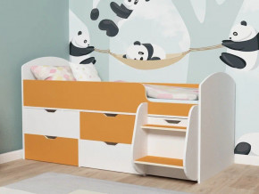 Кровать Малыш-7 белое дерево-оранжевый в Лянторе - lyantor.magazinmebel.ru | фото