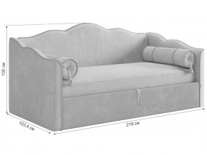 Кровать софа Лея 900 велюр галька/графит в Лянторе - lyantor.magazinmebel.ru | фото - изображение 2