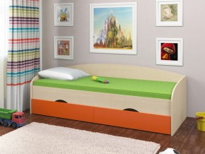 Кровать Соня 2 дуб молочный-оранжевый в Лянторе - lyantor.magazinmebel.ru | фото