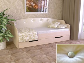 Кровать Юниор Тип 2 дуб молочный-белый перламутр 800х1600 в Лянторе - lyantor.magazinmebel.ru | фото