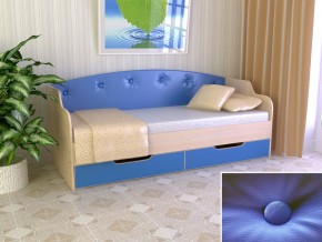 Кровать Юниор Тип 2 дуб молочный/синий 800х1600 в Лянторе - lyantor.magazinmebel.ru | фото - изображение 1