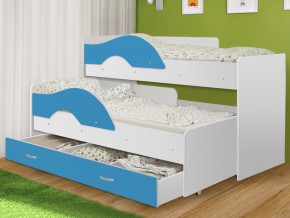 Кровать выкатная Радуга с ящиком 80х160 белая-голубой в Лянторе - lyantor.magazinmebel.ru | фото