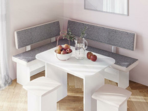 Кухонный уголок Парма Белый, ткань серая в Лянторе - lyantor.magazinmebel.ru | фото - изображение 3