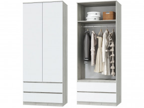 Шкаф для одежды 2х дверный с ящиками Лори дуб серый, белый в Лянторе - lyantor.magazinmebel.ru | фото