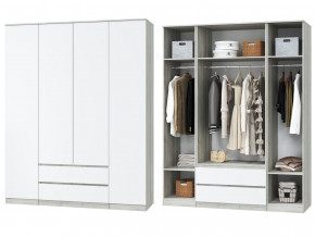 Шкаф для одежды четырехдверный Лори дуб серый, белый в Лянторе - lyantor.magazinmebel.ru | фото - изображение 1