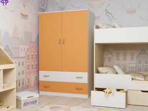 Шкаф двухстворчатый белый-оранж в Лянторе - lyantor.magazinmebel.ru | фото