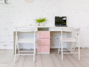 Стол письменный двухместный В 5 розовый в Лянторе - lyantor.magazinmebel.ru | фото
