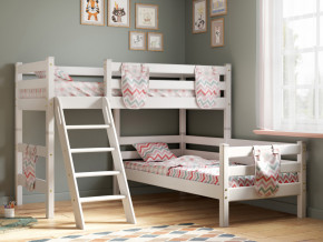 Угловая кровать Соня Вариант 8 с наклонной лестницей белая в Лянторе - lyantor.magazinmebel.ru | фото